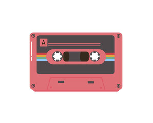 png old audio cassette recorder with plastic compact player for electronic music media and grunge melody set in 1980s retro style for dance studio dj vector icon with mono stereo technology

