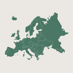 Obraz premium Europe continent vector map isolated on transparent background