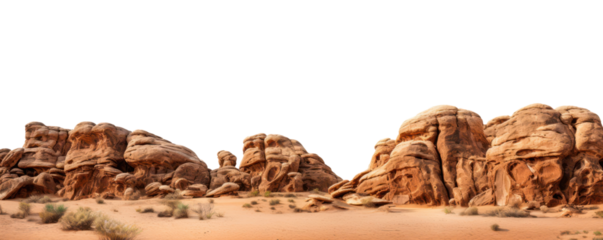 rock formation in desert landscape panorama view isolated on white or transparent png