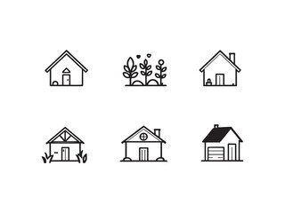 Fototapeta premium simple line art home icon vector design 