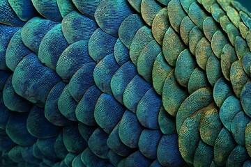 Vibrant blue and green fish scales with a shimmering texture, perfect for backgrounds or aquatic-themed designs.