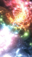 A vibrant cosmic scene showcasing swirling colors and light, evoking a sense of wonder.