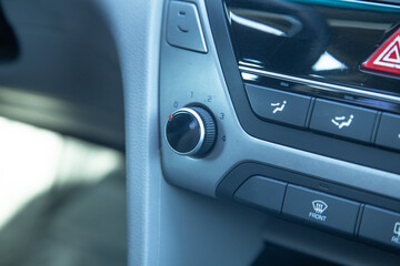 Close up view of modern car buttons. Technology system control