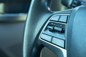 Close up view of modern car buttons. Technology system control