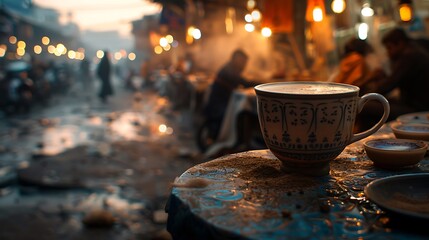 a cup of coffee sitting on a table