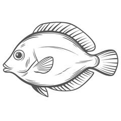Achilles Tang Fish Line Art Illustration