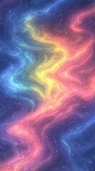 A vibrant abstract swirl of colors resembling cosmic waves.