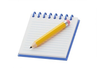 Pencil on a notepad with lines on white background