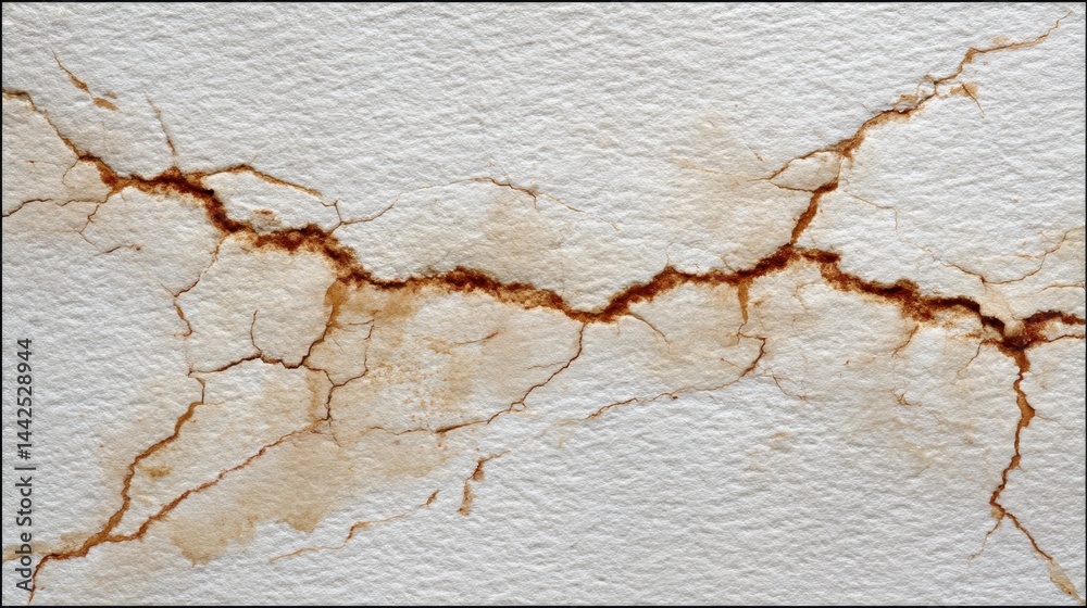 Fototapete aged parchment shows deep cracks and tea stains, illuminated by soft natural light. the composition 