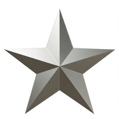 Obraz premium Metallic five pointed star emblem on white background