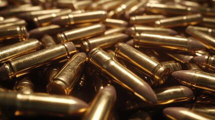 Naklejka premium Realistic 3D Illustration of Bullet Shells Piled Background - Ammunition Concept