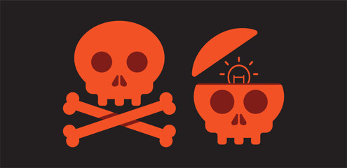 Set of skulls with expressions