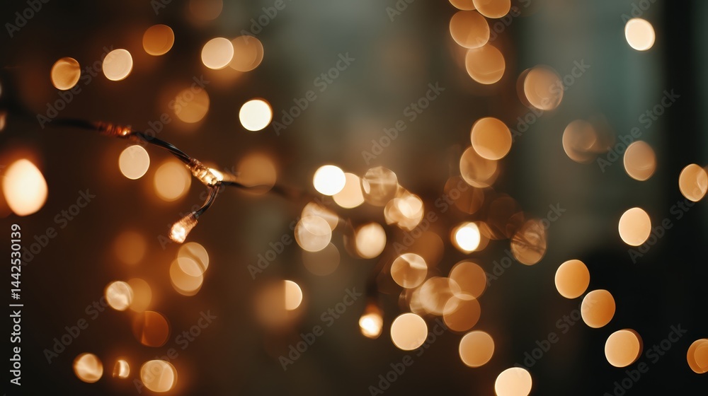 Aufkleber warm golden holiday lights create a mesmerizing bokeh effect, filling the space with a magical glow 
