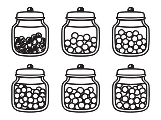 Simple Line Art Illustration of Candy Jar 