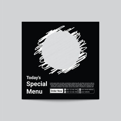 Modern Restaurant Social Media Post Design Template Black Background