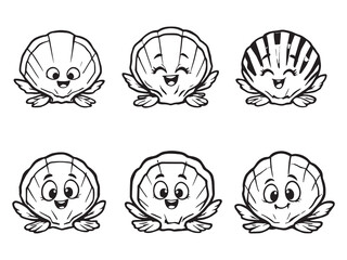 Simple Line Art Illustration of Clams Shells 