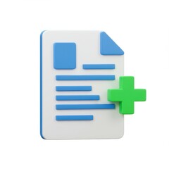 Obraz premium Document with plus sign icon on white background