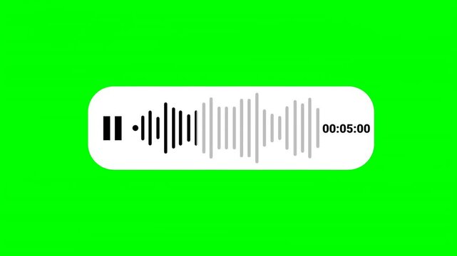Animation Voice message or voice recording. Sound wave visualizer on green screen. Black audio waveform spectrum animation, Visualization sound graphic element