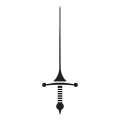 Sharp-edged Iron Sword silhouette, ready for fierce combat – Iron Sword illustration – Minimalist Iron Sword vector – Weapon silhouette

