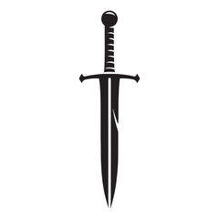 Medieval Iron Sword silhouette, historical craftsmanship at its best – Iron Sword illustration – Minimalist Iron Sword vector – Weapon silhouette

