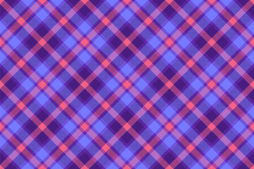 Vibrant diagonal plaid pattern in shades of purple and coral. Perfect for textile design, website backgrounds, or fashion projects.