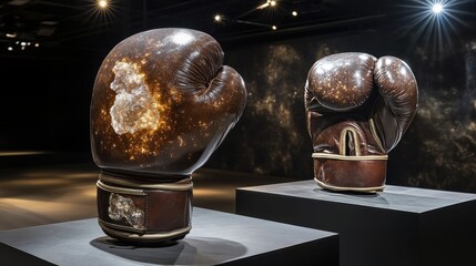 Sculptural boxing gloves, illuminated interior