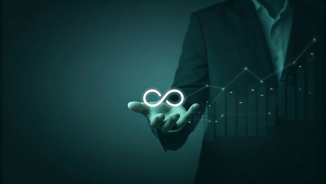 Circular economy concept with infinity loop and sustainable business design