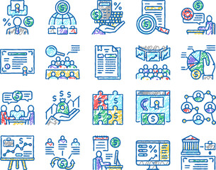Stakeholder Business set Icons hand drawn