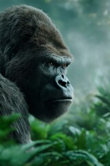 Obraz premium Discovering the Wonders of Nature Through the Fascinating Gaze of a Gorilla in Its Habitat