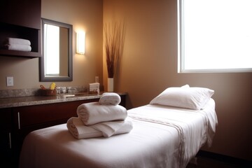 Elegant room decor featuring a massage table in a spa setting