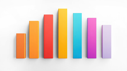 Colorful Bar Chart on Transparent Background