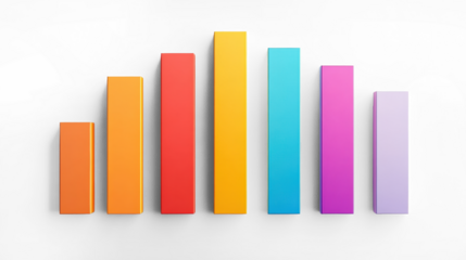 Colorful Bar Chart on Transparent Background