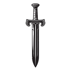 Intricate Roman Gladius silhouette, showcasing ancient craftsmanship – Roman Gladius illustration – Minimalist Roman Gladius vector – Weapon silhouette

