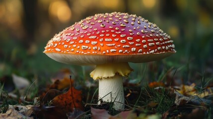 Fototapeta premium Beautiful fly agaric mushroom in a forest