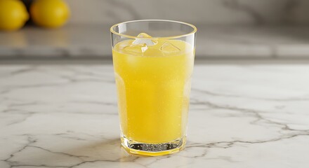 Refreshing Iced Yellow Citrus Drink in Glass