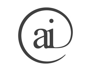 AI logo from two letter with circle shape email sign style. A and I round logotype of business company