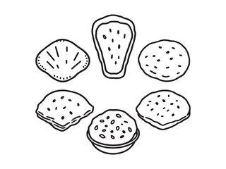Traditional Lavash Bread Vector Line Art Illustration 