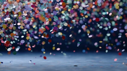 Colorful bokeh lights form a magical cascade reminiscent of confetti, creating an enchanting and celebratory vibe ideal for festive occasions and invitations