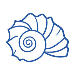 Hand-drawn seashell illustration in blue color. Part of big Mediterranean collection, perfect for product, event, party, wedding design or menu