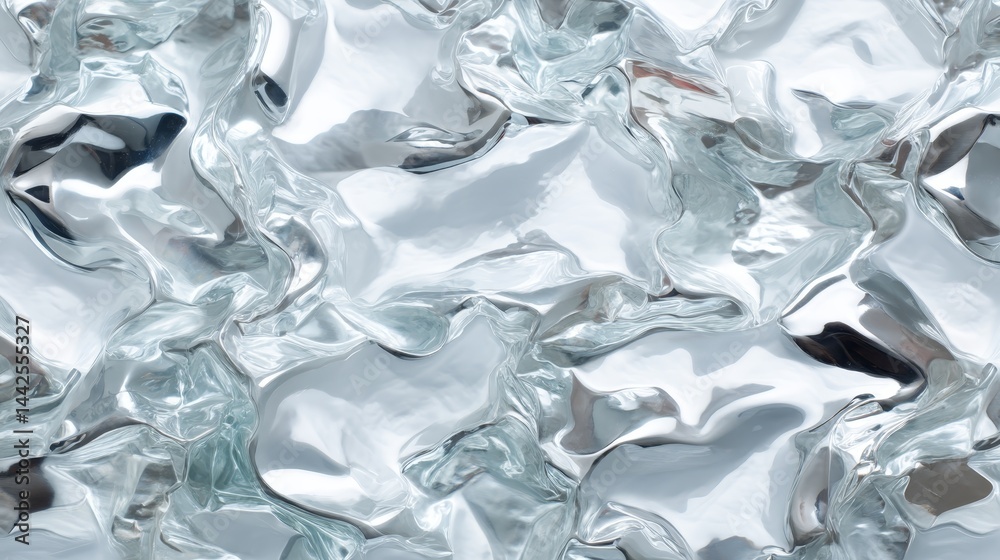 Aufkleber a top-down view of a crinkled clear plastic sheet rests on a white background, highlighting its glos