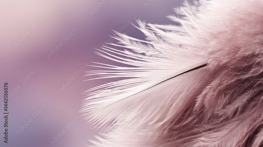 Poster Overhead view showcases a delicate setup of pale rose-colored plumes forming a soft textured surface, accented by empty space perfect for creative designs