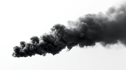 Isolated black smoke cloud effect on white background for compositing and design elements stock image