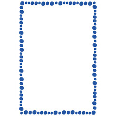 Hand-drawn decorative frame made of dots in trendy blue color. Perfect for wedding or party invitation, menu, greeting cards, web or product design