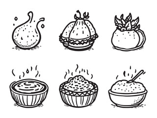 Traditional Turkish Gözleme Dish Line Art Vector Illustration 