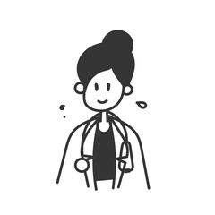 doodle cartoon female doctor illustration