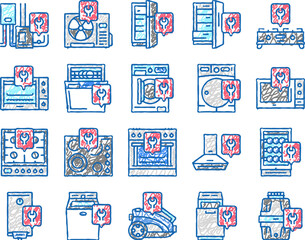 Appliances Repair Maintenance Icons hand drawn