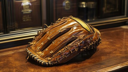 Vintage Baseball Glove on Wooden Surface
