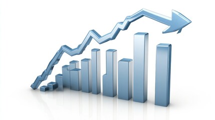 Graph with upward trend, financial market business analysis chart.