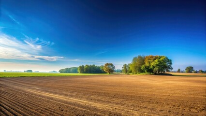 Fototapeta premium empty field under clear blue sky, natural beauty, clear horizon