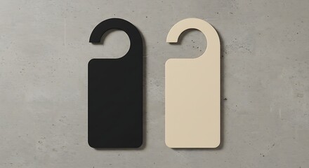 Minimalist door hangers: Contrast in black and cream evoke quiet and privacy